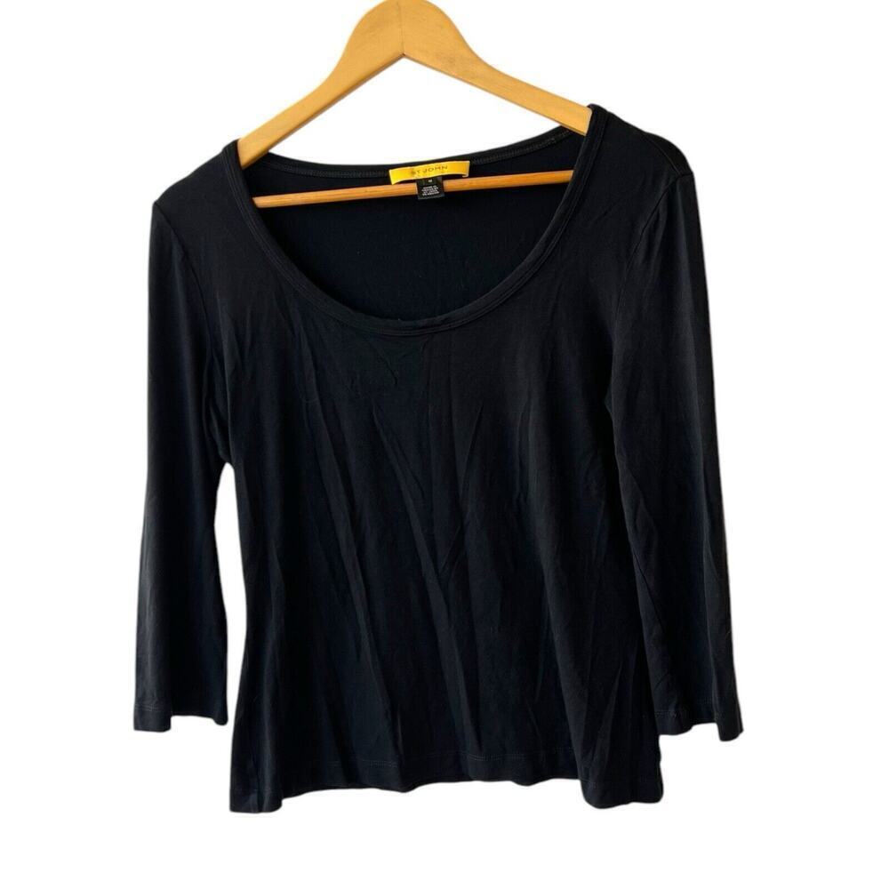 St. John Yellow Label Black Knit Sweater Size Medium Crewneck